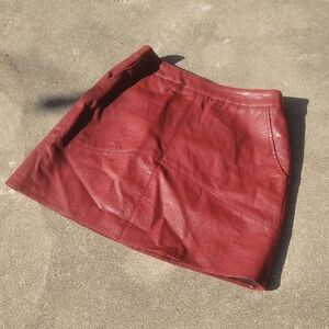 Lulu's Burgundy Leather Mini Skirt